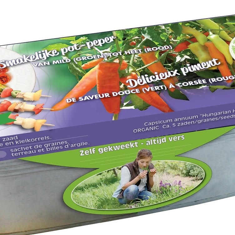 Graines de Piment Hungarian Hot Wax et jardinière zinc Bio - Bakker