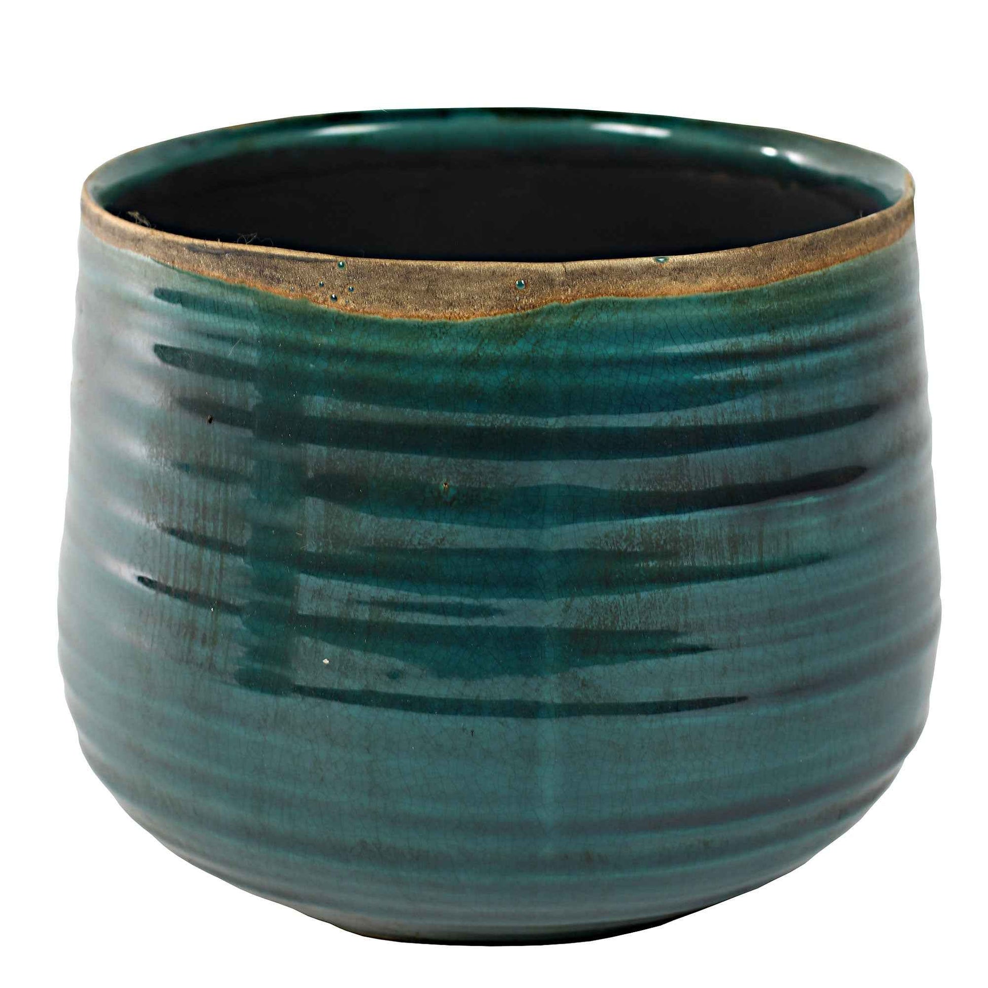 TS pot de fleurs Iris rond bleu - Pot pour l'intérieur - Pots de fleurs en céramique et terre cuite