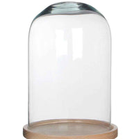 Mica Cloche en verre Hella sur soucoupe en bois - Petits pots d'intérieur