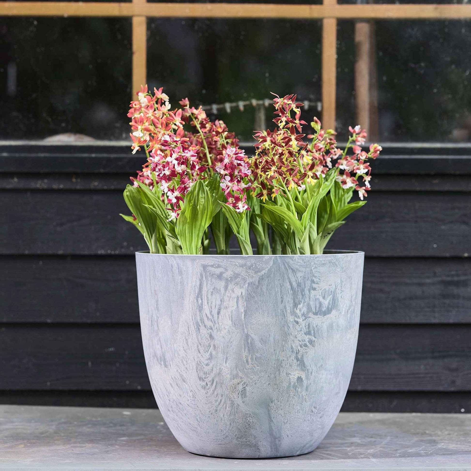 Artstone pot de fleurs Bola rond gris - Pot pour l'intérieur et l'extérieur - Grands pots d'intérieur