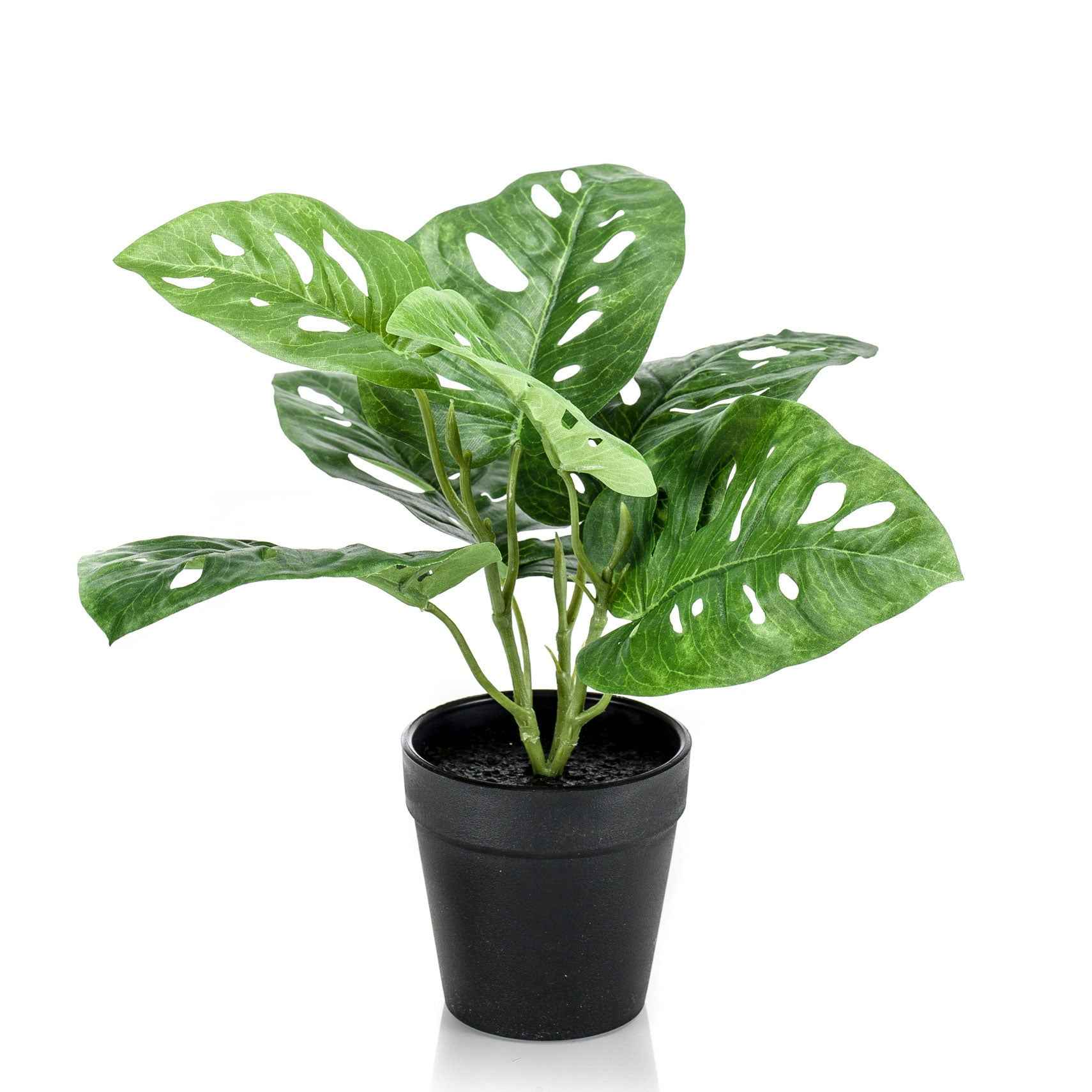 Plante artificielle Plante à trous Monstera 'Monkey Leaf' avec cache-pot noir - Petites plantes artificielles