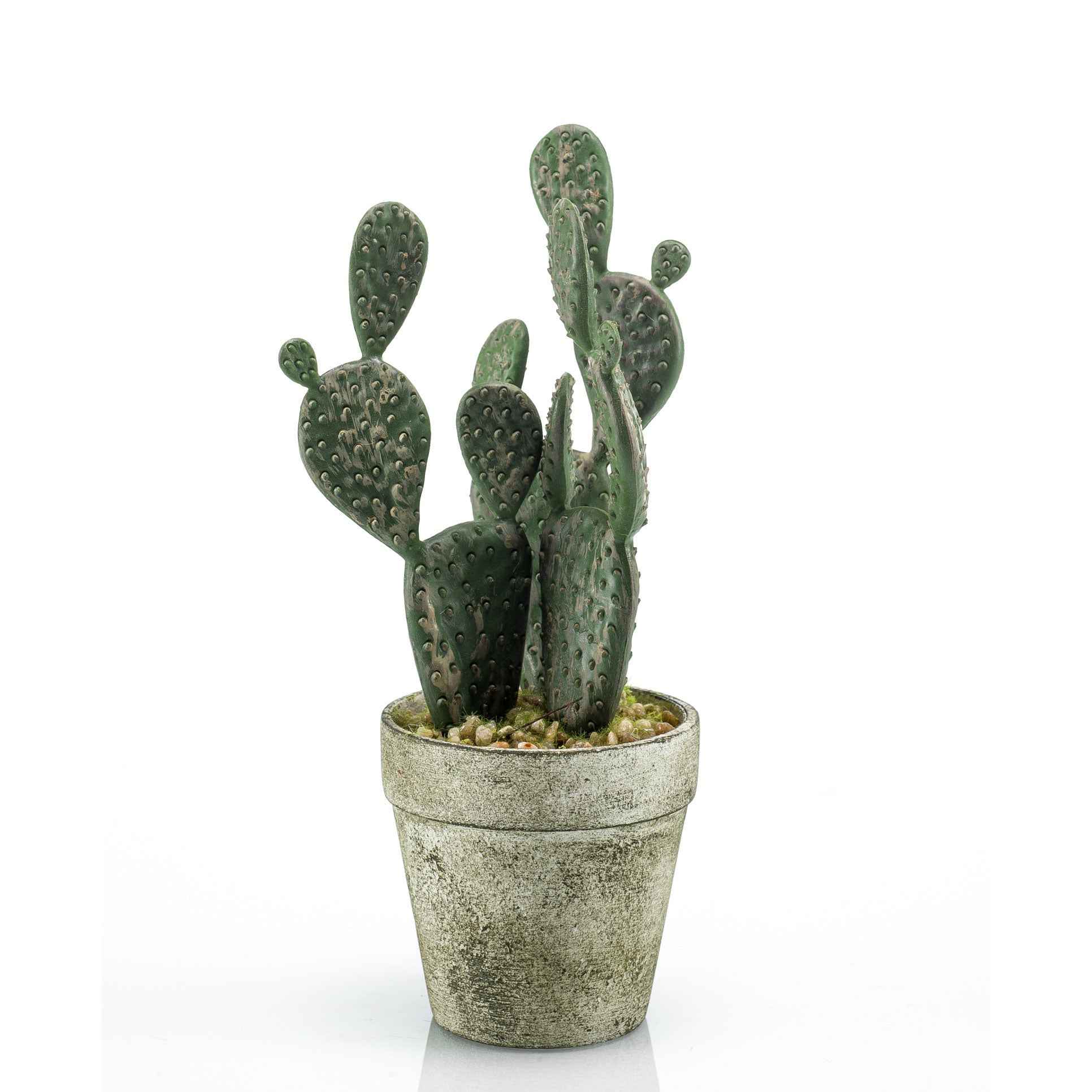 Plante artificielle Opuntia avec cache-pot gris - Cactus artificiels