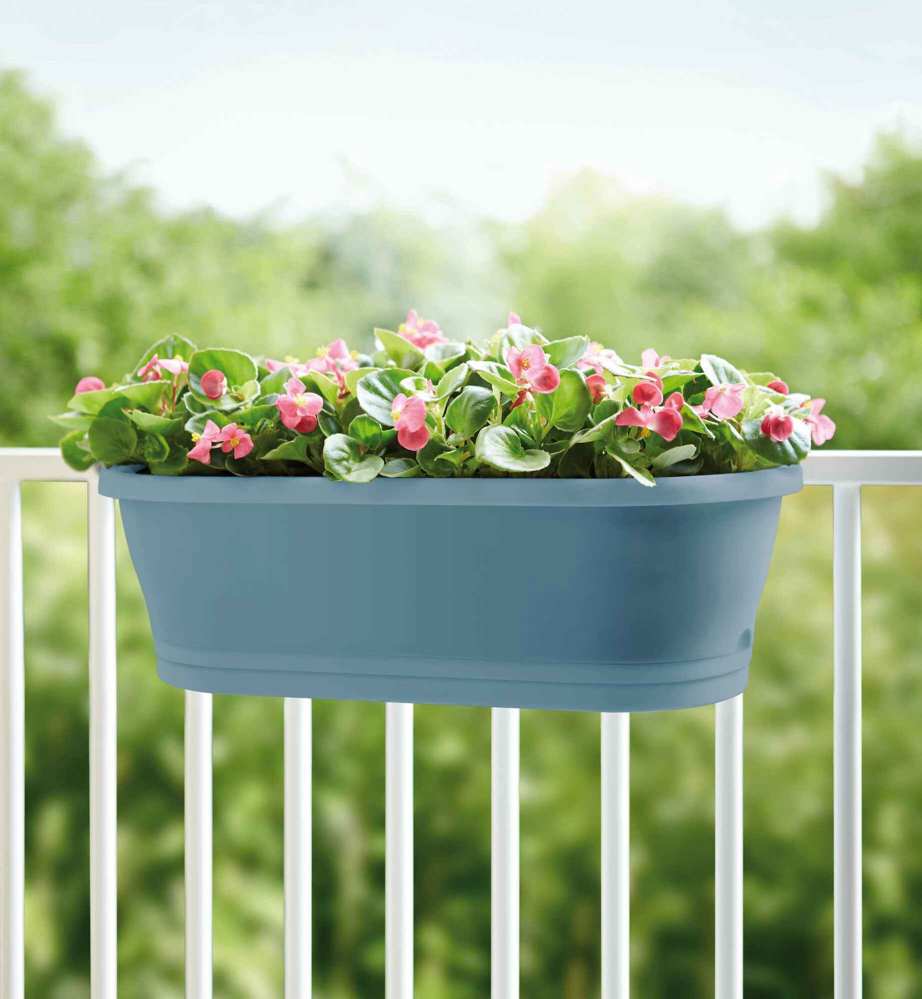 Elho jardinière Corsica Easy balcony ovale bleu - Pot pour l'extérieur - Jardinières