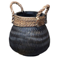 Panier en bambou rond noir - Pot pour l'intérieur et l'extérieur - Paniers en osier