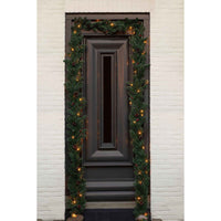 2x Guirlande de Noël artificielle 'Creston'  2,7 mètres vert-rouge incl. Éclairage LED + décoration de Noël Vert-Rouge - Collection de Noël
