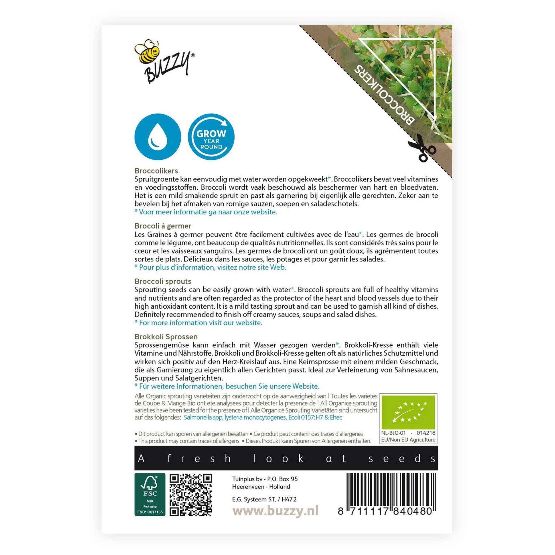 Graines de brocoli à germer Brassica oleracea - Biologique 36 m² - Semences de légumes - Herbes Aromatiques