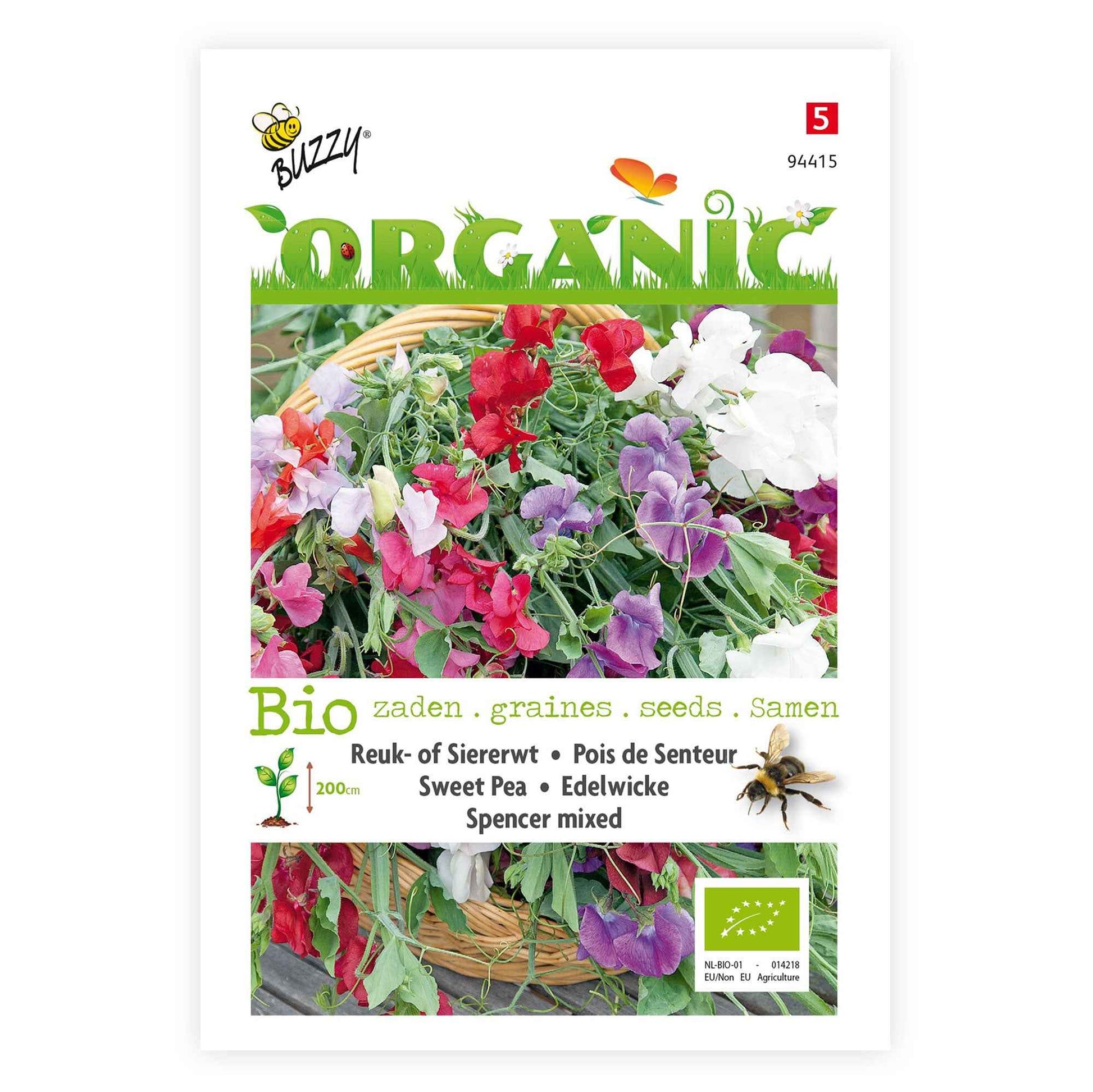 Pois de senteur Lathyrus 'Spencer' - Biologique rouge-violet-blanc 2 m² - Semences de légumes - Graines de fleurs