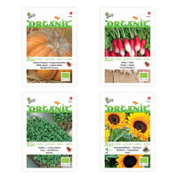 Pack de jardinage pour enfants 'Gamins Gais' - Biologique Graines de légumes, graines aromatiques, graines de fleurs - Graines