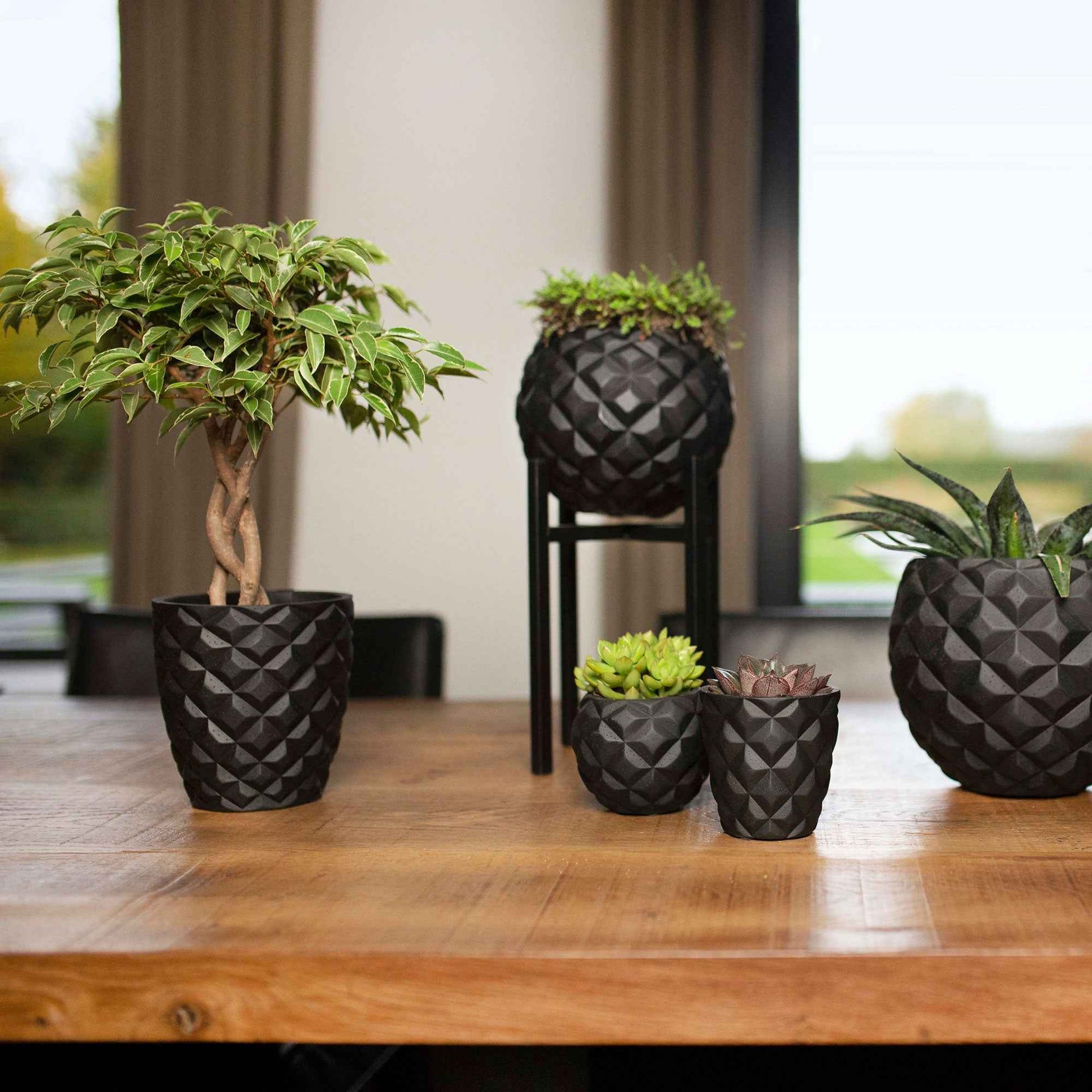 Capi Lux Heraldry pot de fleurs rond noir - Pot pour l'intérieur - Lux