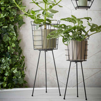 Mica pot de fleurs Era rond vert avec table à plantes - Pot pour l'intérieur - Accessoires pour pots de fleurs