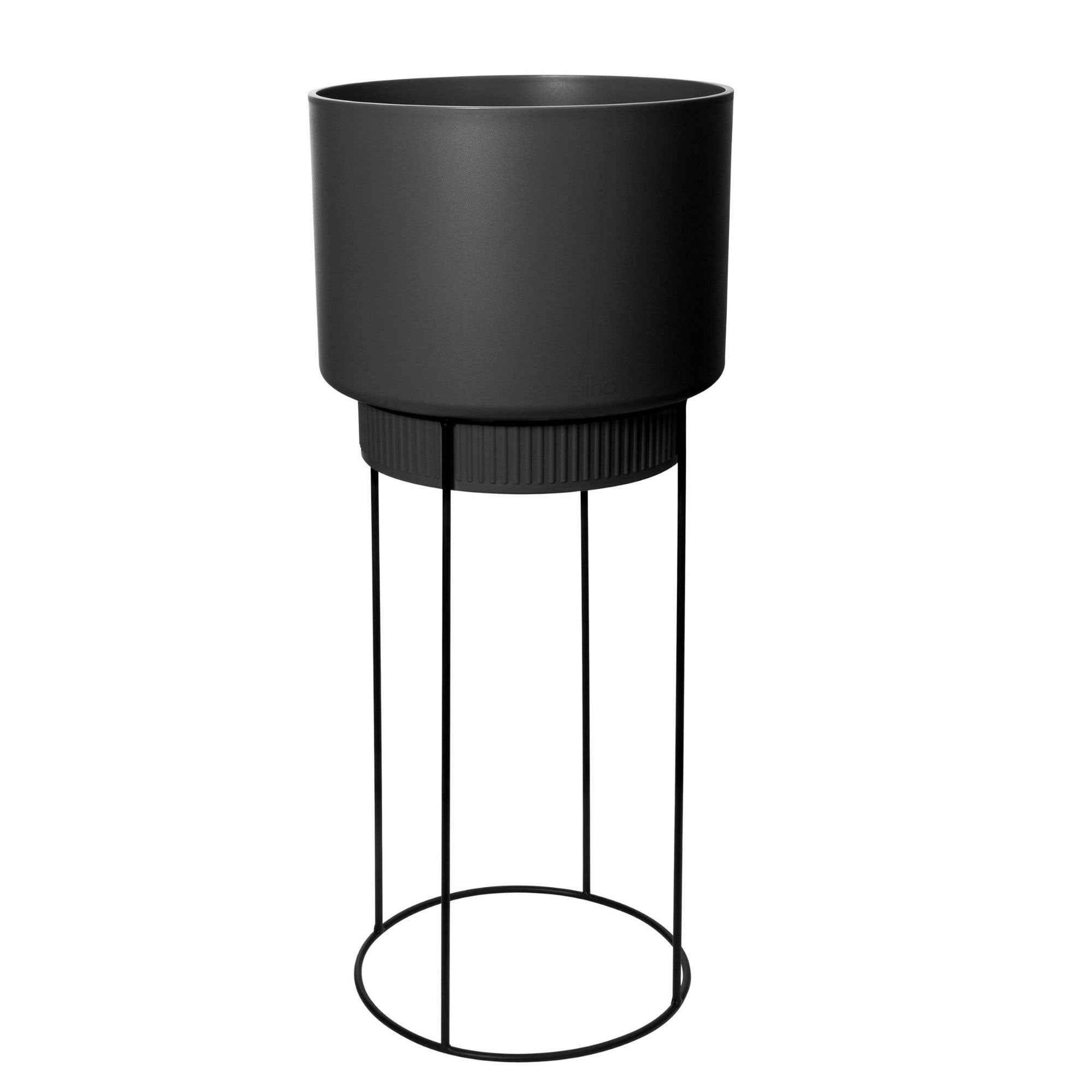 Elho B. for Studio Round- Pot pour l'intérieur avec table à plantes Noir - Pots de fleurs