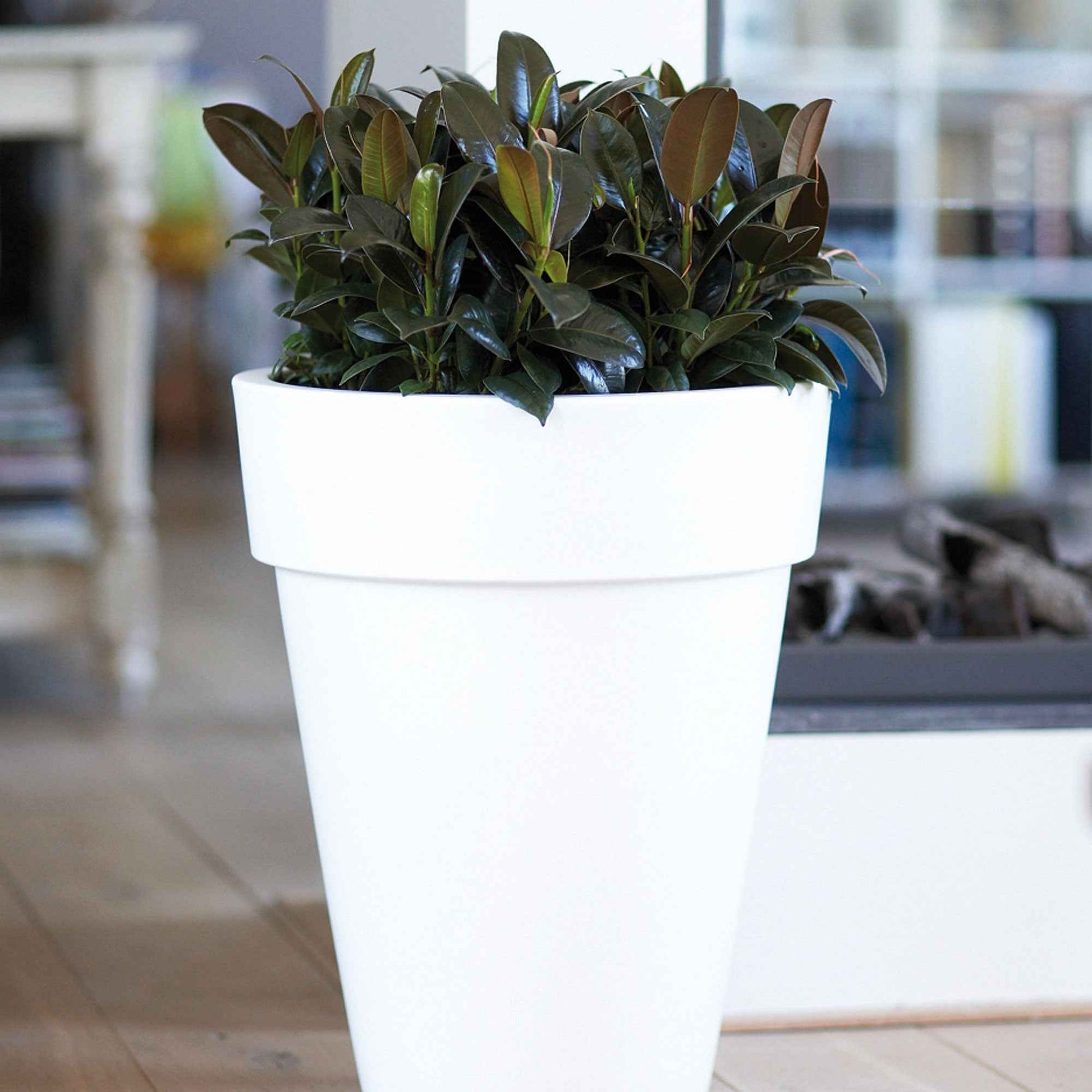 Elho pot de fleurs haut Pure rond blanc - Pot pour l'intérieur et l'extérieur - Marques